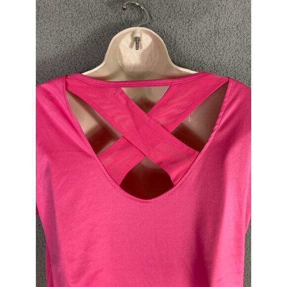 Daisy Fuentes Pink Active T-Shirt Lattice-Back Short Sleeve Women's Medium - Picture 6 of 9